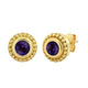 Load image into Gallery viewer, Jewelili 10K Yellow Gold with Natural Round Amethyst Stud Earrings
