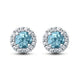 Load image into Gallery viewer, Jewelili Cubic Zirconia Stud Earrings with Simulated Round Shape Aquamarine and Round Cubic over Sterling Silver view 1
