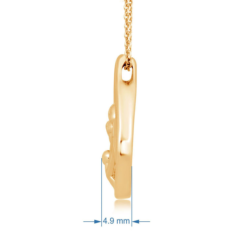 Jewelili Parent and One Child Family Teardrop Pendant Necklace in 18K Yellow Gold over Sterling Silver View 5