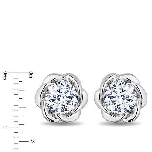 Enchanted Disney Fine Jewelry 14K White Gold with 1 1/2 cttw Diamond Belle Solitaire Earrings