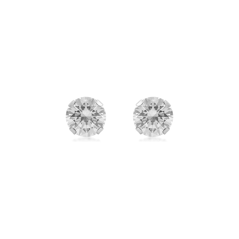 Jewelili Cubic Zirconia Earrings Stud Box Set with Black and White Round in 10K White Gold view 2