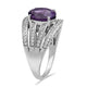 Load image into Gallery viewer, Jewelili Ring Oval Shape Amethyst with Round White Topaz and Natural Emerald Ring in Sterling Silver View 3
