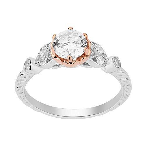 Enchanted Disney Fine Jewelry 14K White Gold and Rose Gold with 1.00 cttw Belle Engagement Ring