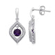 Load image into Gallery viewer, Jewelili Teardrop Drop Earrings with Round Amethyst and Created White Sapphire in Sterling Silver View 1
