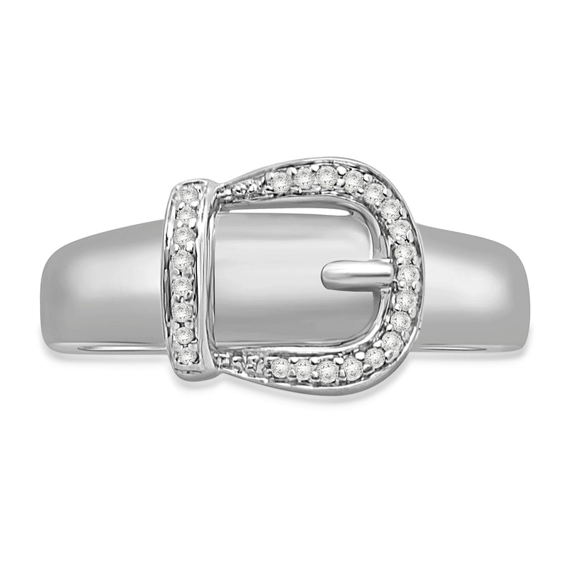 Jewelili Ring with Natural White Round Diamonds in Sterling Silver View 2