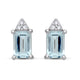 Load image into Gallery viewer, Jewelili Sterling Silver with Aquamarine and Created White Sapphire Stud Earrings
