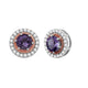 Load image into Gallery viewer, Jewelili 18K Rose Gold Over Sterling Silver Round Natural Amethyst and Created White Sapphire Halo Rope Stud Earrings
