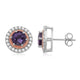 Load image into Gallery viewer, Jewelili 18K Rose Gold Over Sterling Silver Round Natural Amethyst and Created White Sapphire Halo Rope Stud Earrings
