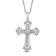 Load image into Gallery viewer, Jewelili Sterling Silver With 1/5 CTTW Diamonds Cross Pendant Necklace
