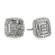 Load image into Gallery viewer, Jewelili Cushion Stud Earrings with Natural White Round and Baguette Diamonds over Sterling Silver 1/2 CTTW
