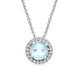 Load image into Gallery viewer, Jewelili Sterling Silver with Checker Board Round Aquamarine and Round Created White Sapphire Pendant Necklace
