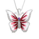 Load image into Gallery viewer, Jewelili Enamel Butterfly Pendant Necklace with Round Amethyst and Round Created White Sapphire in Sterling Silver 
