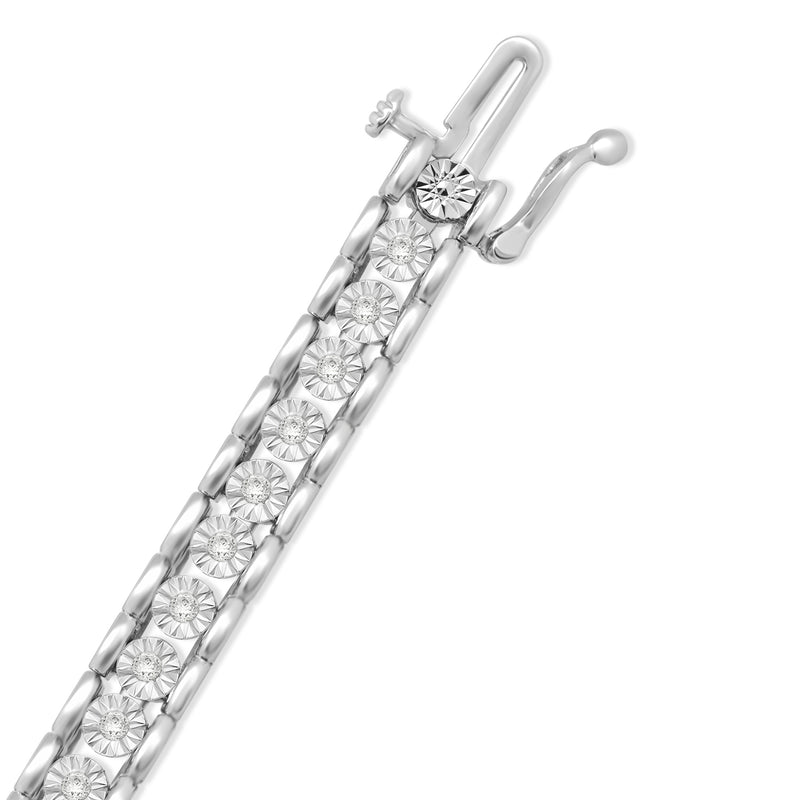 Jewelili Diamond Tennis Bracelet Natural White Round in Sterling Silver With 1/2 CTTW View 1