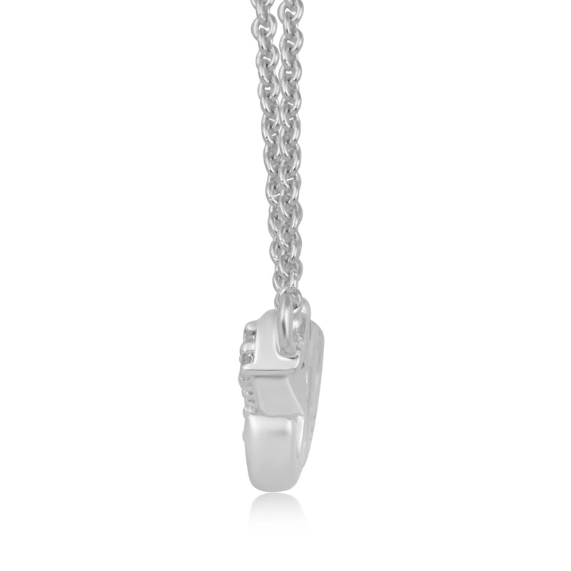 Jewelili Sterling Silver Diamonds Love Cutout Pendant Necklace