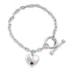 Load image into Gallery viewer, Jewelili Heart Bracelet with Created Ruby and Created White Sapphire in Sterling Silver View 1
