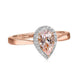 Load image into Gallery viewer, Jewelili Pear Halo Ring Morganite Jewelry in Rose Gold - View 1

