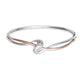 Load image into Gallery viewer, Jewelili 10K Rose Gold and Sterling Silver 1/10 CTTW Diamonds Bangle
