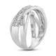 Load image into Gallery viewer, Jewelili Sterling Silver 1/4 CTTW Natural White Round and Baguette Diamonds Cross Over Ring
