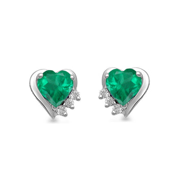 Jewelili Sterling Silver with Heart Simulated