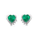Load image into Gallery viewer, Jewelili Sterling Silver with Heart Simulated Emerald and Round Created White Sapphire Pendant and Stud Earrings Set
