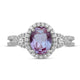 Load image into Gallery viewer, Jewelili Sterling Silver With Created Alexandrite and Created White Sapphire Halo Ring
