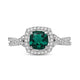 Load image into Gallery viewer, Jewelili Sterling Silver with Cushion Cut Created Emerald and Round Created White Sapphire Engagement Ring
