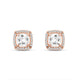 Load image into Gallery viewer, Jewelili 14K Rose Gold Over Sterling Silver with Cushion and Round Created White Sapphire Cushion Fashion Stud Earrings
