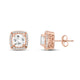 Load image into Gallery viewer, Jewelili 14K Rose Gold Over Sterling Silver with Cushion and Round Created White Sapphire Cushion Fashion Stud Earrings
