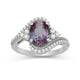 Load image into Gallery viewer, Jewelili Ring with Oval Created Alexandrite and Created White Sapphire in Sterling Silver View 1
