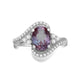 Load image into Gallery viewer, Jewelili Ring with Oval Created Alexandrite and Created White Sapphire in Sterling Silver View 2

