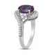 Load image into Gallery viewer, Jewelili Ring with Oval Created Alexandrite and Created White Sapphire in Sterling Silver View 4
