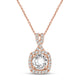 Load image into Gallery viewer, Jewelili 14K Rose Gold Over Sterling Silver With Round Created White Sapphire Cushion Shape Pendant Necklace
