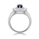 Load image into Gallery viewer, Jewelili Cocktail Ring with Round and Baguette Shape Created White Sapphire in Sterling Silver 10x5mm Marquise Created Blue Sapphire View 5

