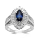 Load image into Gallery viewer, Jewelili Cocktail Ring with Round and Baguette Shape Created White Sapphire in Sterling Silver 10x5mm Marquise Created Blue Sapphire View 1
