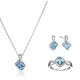 Load image into Gallery viewer, Jewelili Necklace, Ring Box Set with Silver Swiss Blue Topaz Cushion and Created White Sapphire in Sterling Silver View 1
