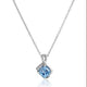 Load image into Gallery viewer, Jewelili Necklace, Ring Box Set with Silver Swiss Blue Topaz Cushion and Created White Sapphire in Sterling Silver View 3
