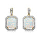 Load image into Gallery viewer, Jewelili 14K Yellow Gold Over Sterling Silver with Octagon Created Opal and Round Created White Sapphire Dangle Earrings
