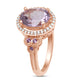 Load image into Gallery viewer, Jewelili Halo Ring with Oval Rose De France with Created White Sapphire in 10K Rose Gold View 4
