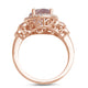 Load image into Gallery viewer, Jewelili Halo Ring with Oval Rose De France with Created White Sapphire in 10K Rose Gold View 3
