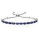 Load image into Gallery viewer, Jewelili Bolo Bracelet with Oval Created Blue Sapphire and Round White Topaz in Sterling Silver 6x4mm
