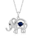 Load image into Gallery viewer, Jewelili Sterling Silver with Heart Shape Blue Spinal and Round Created White Sapphire Elephant Pendant Necklace
