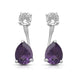 Load image into Gallery viewer, Jewelili Teardrop Drop Earrings with Pear Shape Amethyst and Round Shape Created White Sapphire Jacket in Sterling Silver View 2
