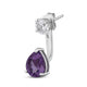 Load image into Gallery viewer, Jewelili Teardrop Drop Earrings with Pear Shape Amethyst and Round Shape Created White Sapphire Jacket in Sterling Silver View 3
