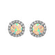 Load image into Gallery viewer, Jewelili Sterling Silver With Round Created Opal and Created White Sapphire Halo Stud Earrings

