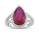 Load image into Gallery viewer, Jewelili Sterling Silver with Pear Shape Created Ruby and Round Created White Sapphire Teardrop Ring
