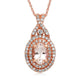 Load image into Gallery viewer, Jewelili 10K Rose Gold With Oval Shape Morganite and Round White Diamonds 1/4 CTTW Halo Pendant Necklace, 18&quot; Rope Chain
