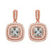 Load image into Gallery viewer, Jewelili 10K Rose Gold Princess Cut Natural Morganite and 1/3 CTTW Round Natural White Diamonds Cushion Cut Dangle Earrings
