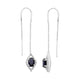 Load image into Gallery viewer, Jewelili Sterling Sliver with Oval Created Blue sapphire and Round Created White Sapphire Teardrop Drop Earrings
