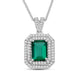 Load image into Gallery viewer, Jewelili Sterling Silver With Octagon Shape Created Emerald and Created White Sapphire Pendant Necklace
