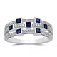 Load image into Gallery viewer, Jewelili Ring with Princess Cut Created Blue Sapphire and CTTW Round Diamonds in Sterling Silver 1/5 View 1

